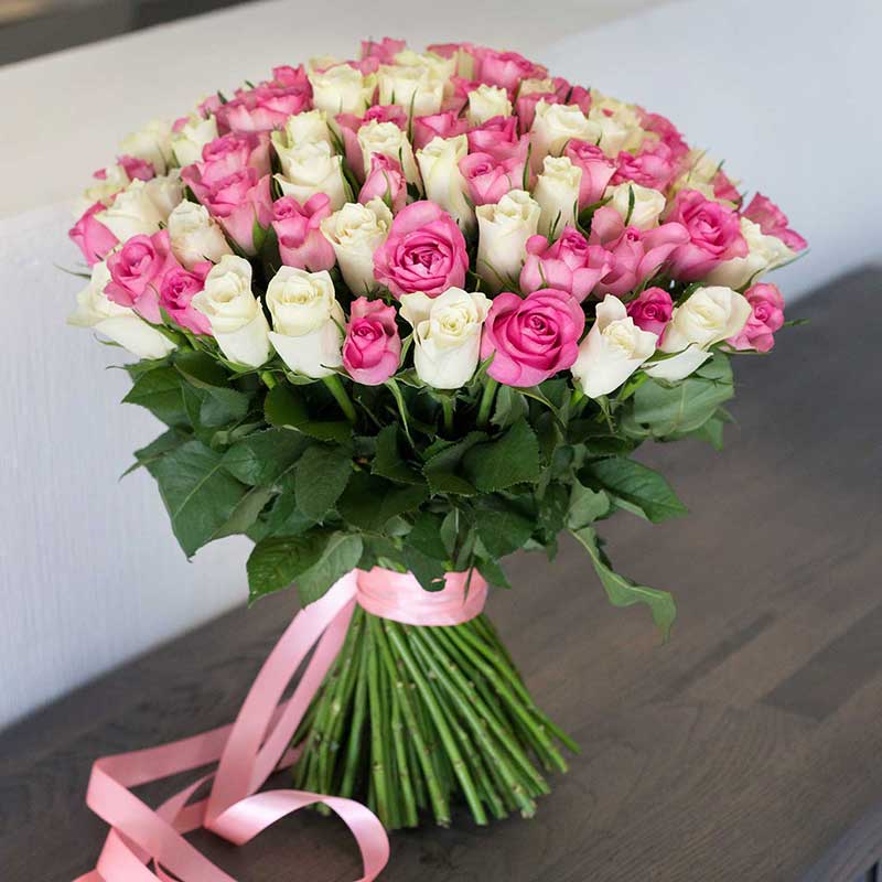 Букеты. 101 роза Нежность - Купить цветы