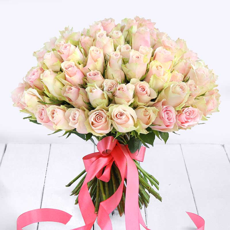 Доставка цветов в Москве. 101 роза Pink Athena - Купить цветы.