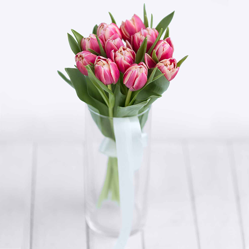 Тюльпаны поштучно. Букет из 11 пионовидных тюльпанов Коламбусс - Купить цветы