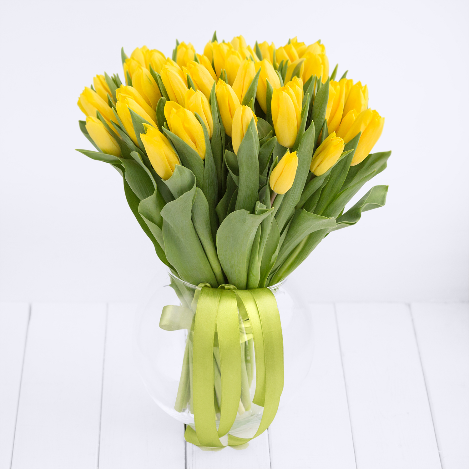 Букет из 45 желтых тюльпанов - Купить цветы