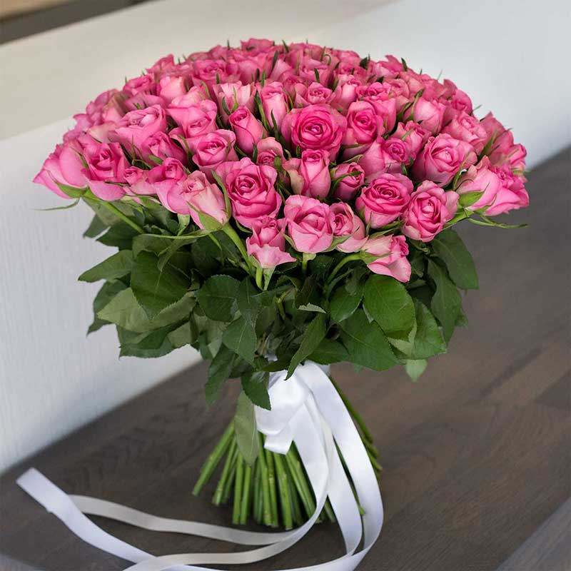 Кенийские розы. 101 розовая роза Ревивал - Купить цветы