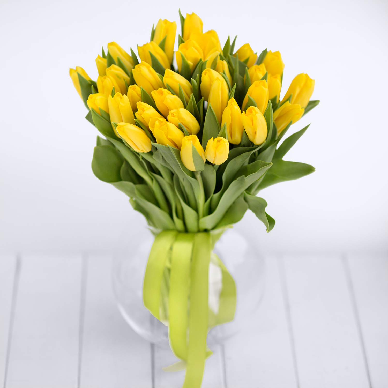 Букет из 35 желтых тюльпанов - Купить цветы
