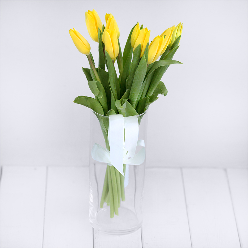 Тюльпаны поштучно. Букет из 11 желтых тюльпанов - Купить цветы