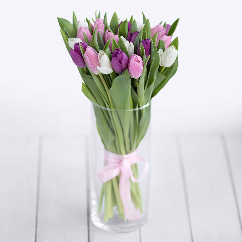 Тюльпаны поштучно. Букет из 25 тюльпанов Микс Айс Спринг - Купить цветы