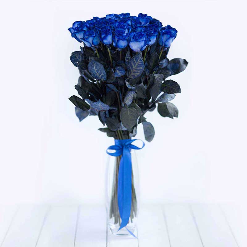 Монобукеты. Синие розы поштучно - Купить цветы