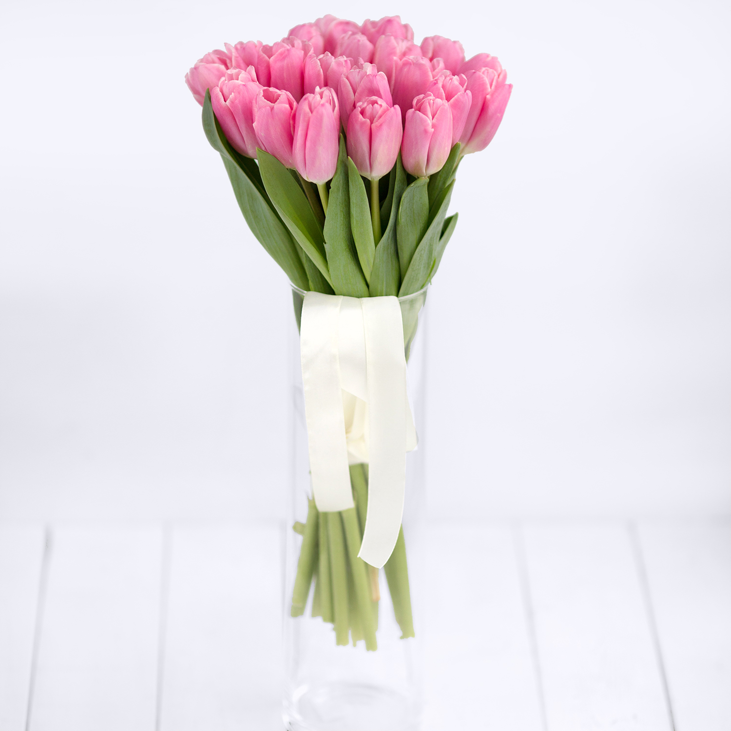 Букет из 21 розового тюльпана - Купить цветы