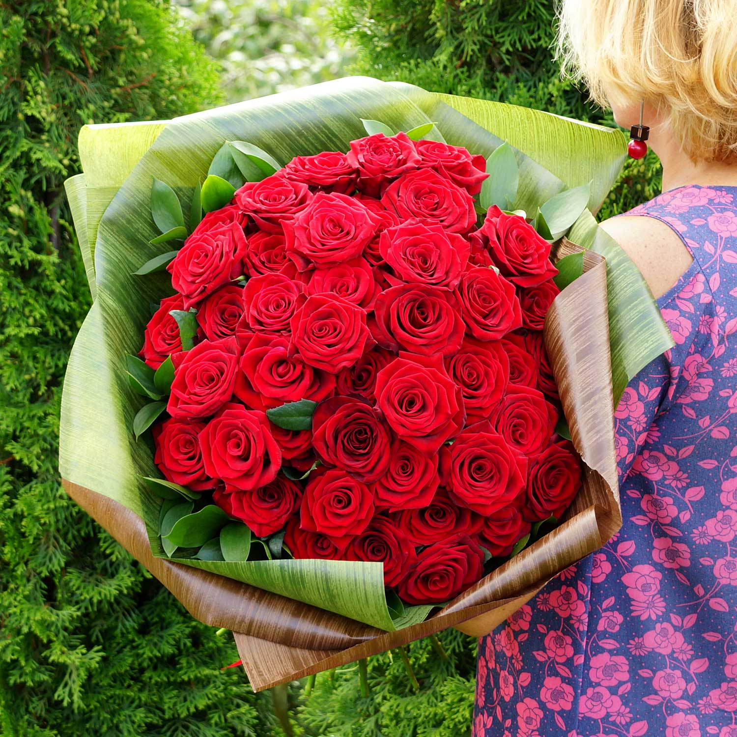 51 красная роза 60 см - Купить цветы