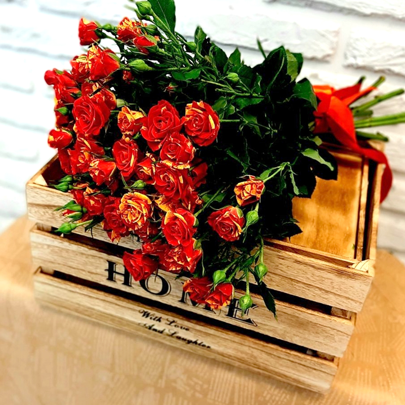 Кустовые розы. 11 кустовых роз Файер Флеш - Купить цветы