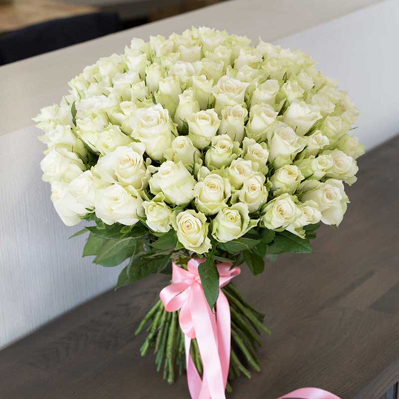 101 роза. 101 белая роза Атена - Купить цветы